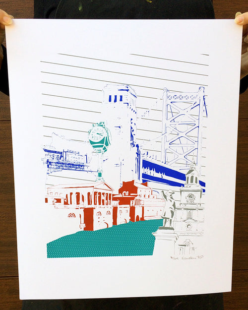 Philadelphia Pennyslvania | Architecture City | Limited Edition Silk Screen 16" x 20" poster | SALE