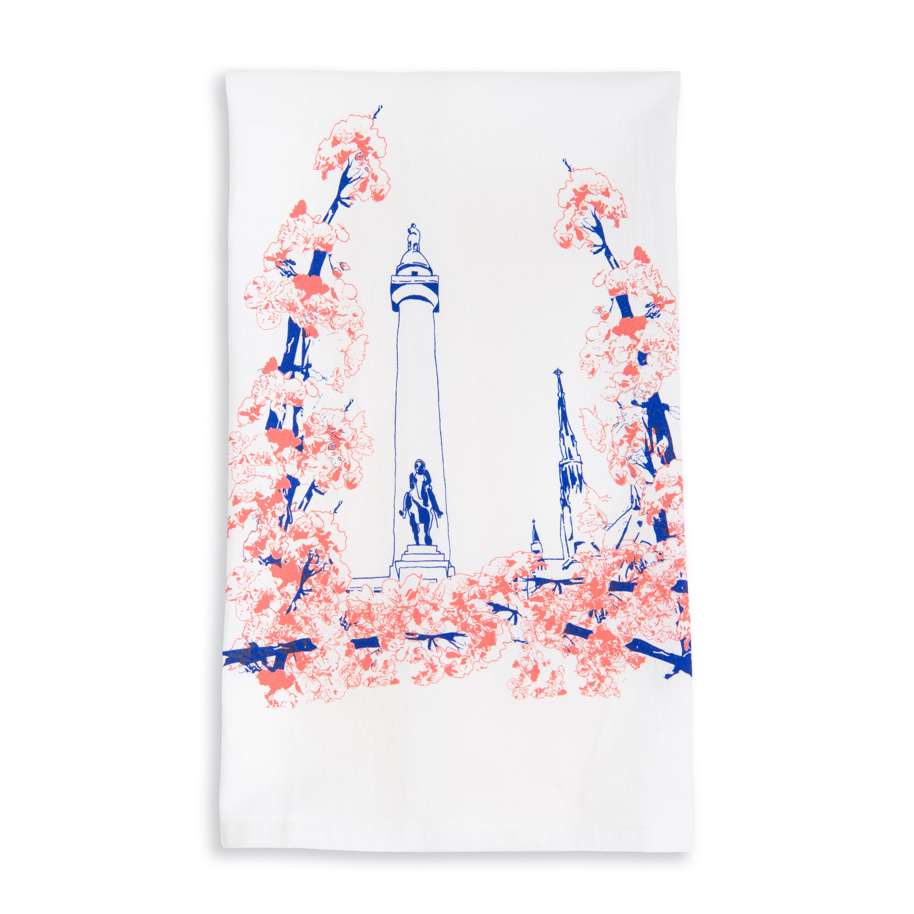 Baltimore Maryland | Blooming Washington Monument | tea towel