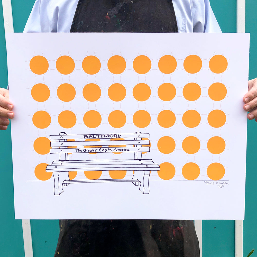 Baltimore Maryland | Greatest City Bench | Limited Edition Silk Screen 16  x 20 poster