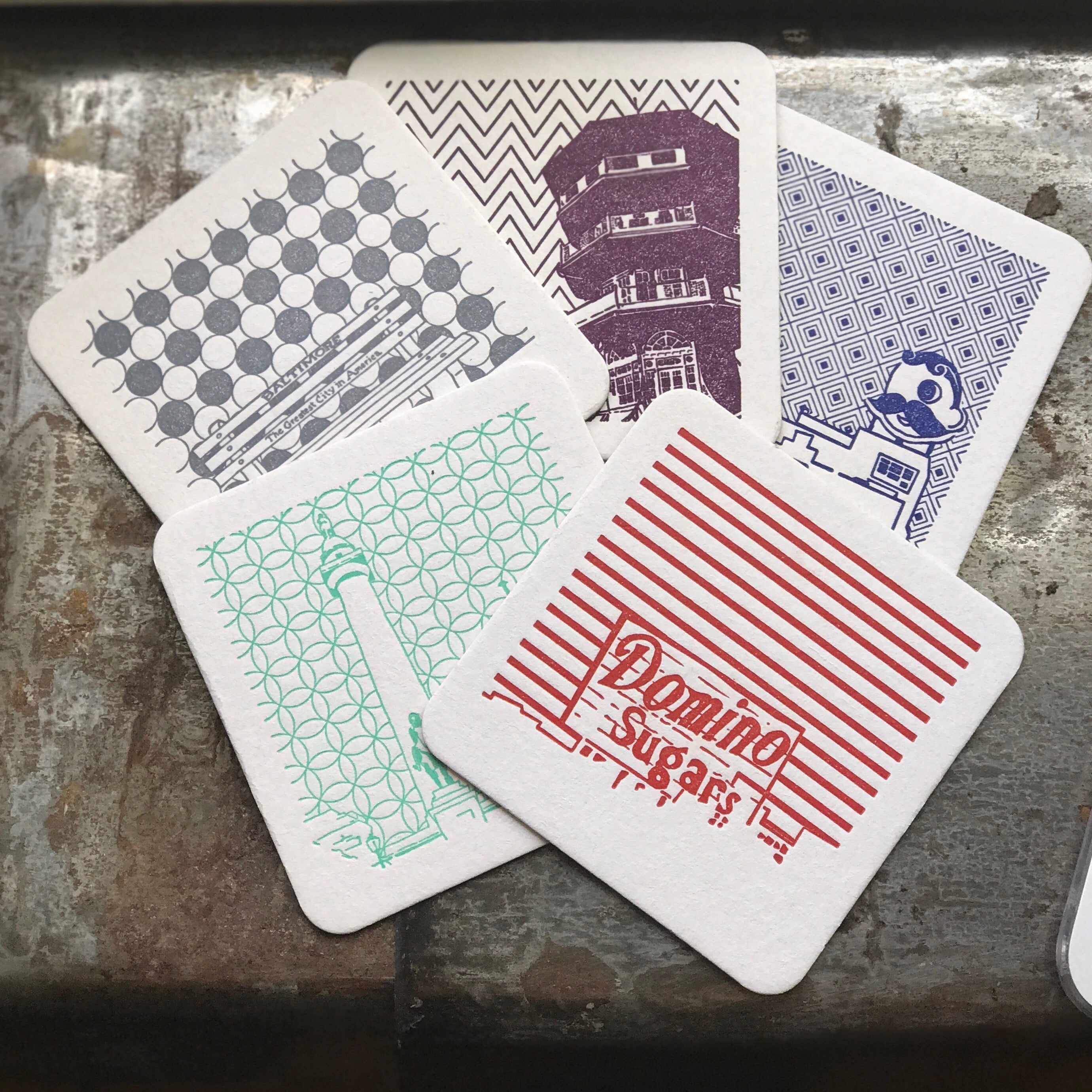 Baltimore Maryland | Icons | Letterpress Coasters Package of 5