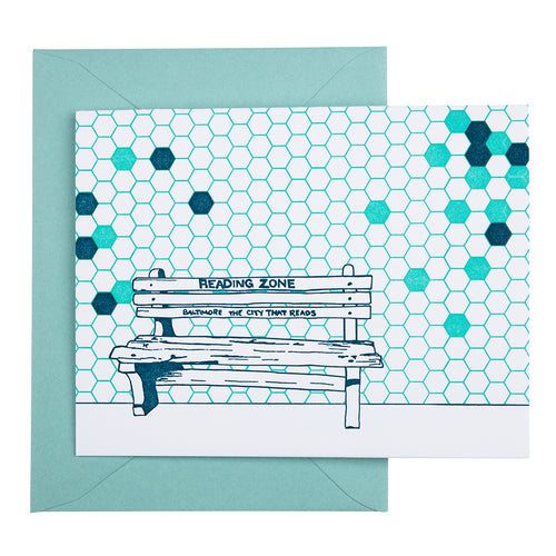 Baltimore Maryland | Reading Zone Bench | Letterpress City Card